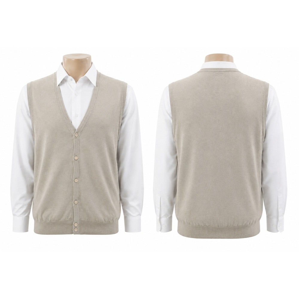 Vintage City Casuals Haggar Sweater Vest Men XL Beige Button Front Cotton